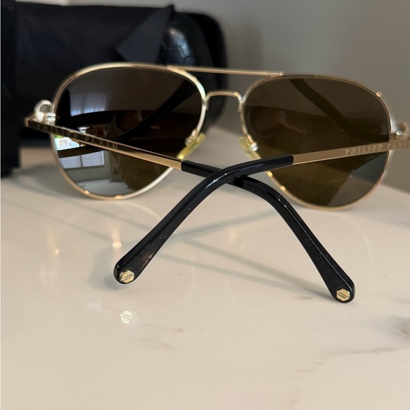 Philipp Plein “Skully” Gold Aviator Sunglasses